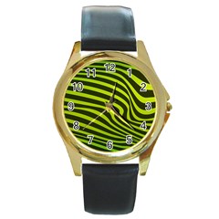 Wave Green Round Gold Metal Watch by HermanTelo