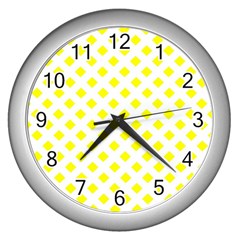 Yellow White Wall Clock (silver) by HermanTelo