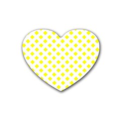 Yellow White Heart Coaster (4 Pack) 