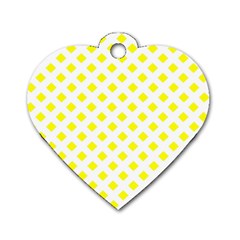 Yellow White Dog Tag Heart (one Side)