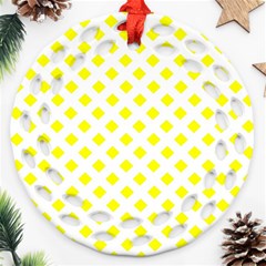 Yellow White Round Filigree Ornament (two Sides)