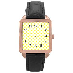 Yellow White Rose Gold Leather Watch 