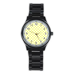 Yellow White Stainless Steel Round Watch