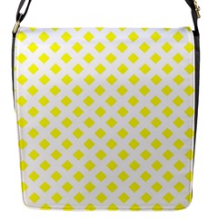 Yellow White Flap Closure Messenger Bag (s)