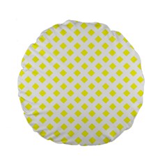 Yellow White Standard 15  Premium Flano Round Cushions