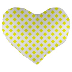 Yellow White Large 19  Premium Flano Heart Shape Cushions by HermanTelo