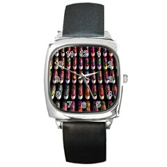 Texture Abstract Square Metal Watch