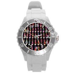 Texture Abstract Round Plastic Sport Watch (l)