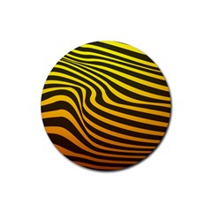 Wave Line Curve Abstract Rubber Round Coaster (4 Pack)  by HermanTelo