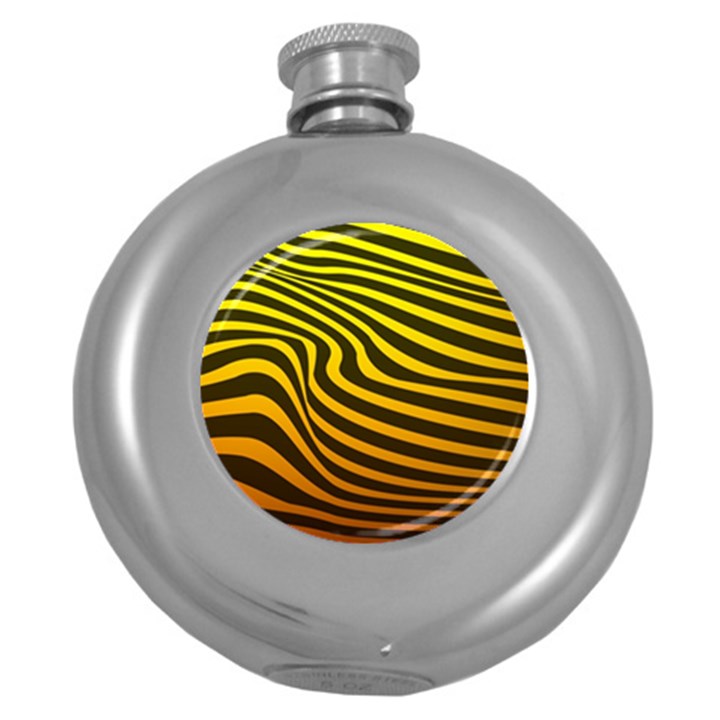 Wave Line Curve Abstract Round Hip Flask (5 oz)