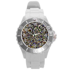 Circle Plasma Artistically Abstract Round Plastic Sport Watch (l) by Bajindul