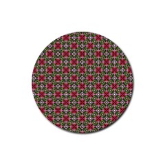 Decorative Flower Rubber Coaster (round)  by Bajindul