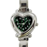 Botanical Dark Print Heart Italian Charm Watch Front