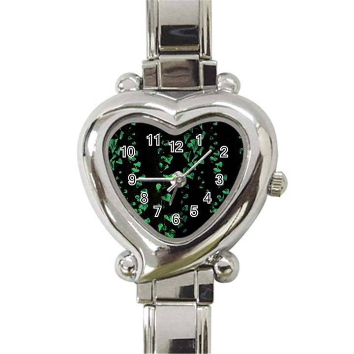 Botanical Dark Print Heart Italian Charm Watch