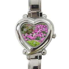 Late April Purple Tulip Heart Italian Charm Watch by Riverwoman