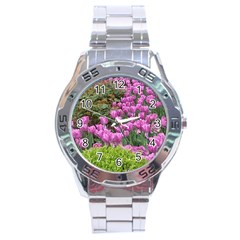 Late April Purple Tulip Stainless Steel Analogue Watch by Riverwoman