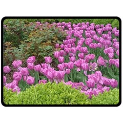 Late April Purple Tulip Double Sided Fleece Blanket (large)  by Riverwoman