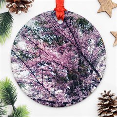 Ohio Redbud Round Ornament (two Sides) by Riverwoman