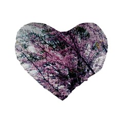 Ohio Redbud Standard 16  Premium Flano Heart Shape Cushions by Riverwoman