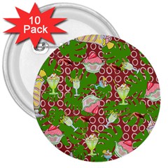 Ice Cream Tropical Pattern 3  Buttons (10 Pack)  by snowwhitegirl