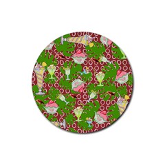 Ice Cream Tropical Pattern Rubber Coaster (round)  by snowwhitegirl