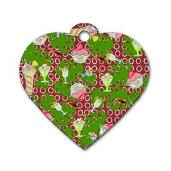 Ice Cream Tropical Pattern Dog Tag Heart (two Sides) by snowwhitegirl