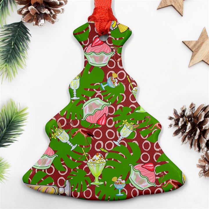 Ice Cream Tropical Pattern Christmas Tree Ornament (Two Sides)