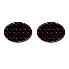 Flamingo Pattern Black Cufflinks (oval) by snowwhitegirl