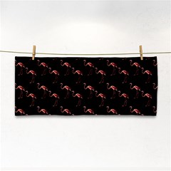 Flamingo Pattern Black Hand Towel by snowwhitegirl