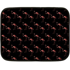 Flamingo Pattern Black Double Sided Fleece Blanket (mini)  by snowwhitegirl