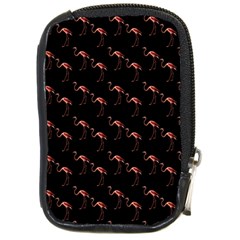 Flamingo Pattern Black Compact Camera Leather Case by snowwhitegirl