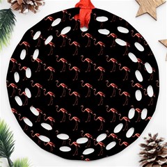 Flamingo Pattern Black Ornament (round Filigree) by snowwhitegirl