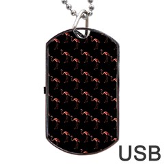 Flamingo Pattern Black Dog Tag Usb Flash (two Sides) by snowwhitegirl