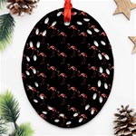 Flamingo Pattern Black Ornament (Oval Filigree) Front