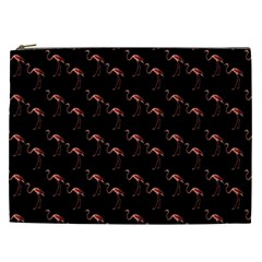 Flamingo Pattern Black Cosmetic Bag (xxl) by snowwhitegirl