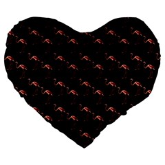 Flamingo Pattern Black Large 19  Premium Heart Shape Cushions