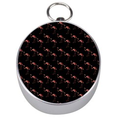 Flamingo Pattern Black Silver Compasses by snowwhitegirl