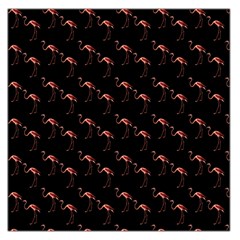 Flamingo Pattern Black Large Satin Scarf (square) by snowwhitegirl