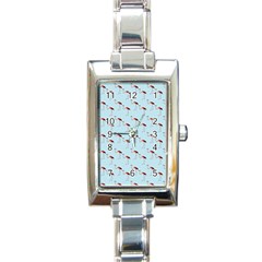 Flamingo Pattern Blue Rectangle Italian Charm Watch by snowwhitegirl