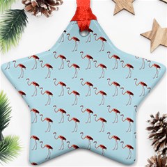 Flamingo Pattern Blue Ornament (star) by snowwhitegirl