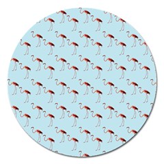 Flamingo Pattern Blue Magnet 5  (round)