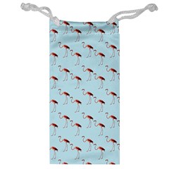 Flamingo Pattern Blue Jewelry Bag by snowwhitegirl