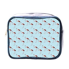 Flamingo Pattern Blue Mini Toiletries Bag (one Side) by snowwhitegirl