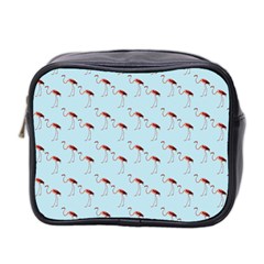 Flamingo Pattern Blue Mini Toiletries Bag (two Sides) by snowwhitegirl