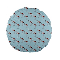 Flamingo Pattern Blue Standard 15  Premium Round Cushions by snowwhitegirl