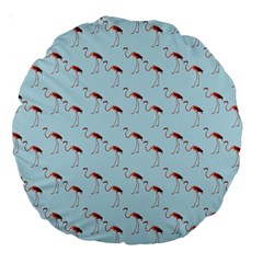 Flamingo Pattern Blue Large 18  Premium Round Cushions by snowwhitegirl