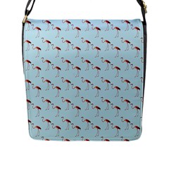 Flamingo Pattern Blue Flap Closure Messenger Bag (l) by snowwhitegirl