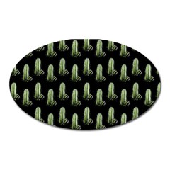 Cactus Black Pattern Oval Magnet by snowwhitegirl