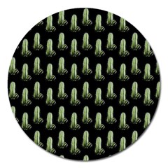 Cactus Black Pattern Magnet 5  (round)