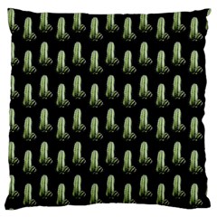 Cactus Black Pattern Large Flano Cushion Case (one Side) by snowwhitegirl